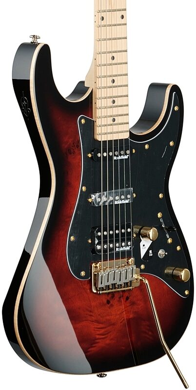 Michael Kelly Custom Collection '60s Burl Electric Guitar, Maple Fingerboard, Burl Burst, Full Left Front