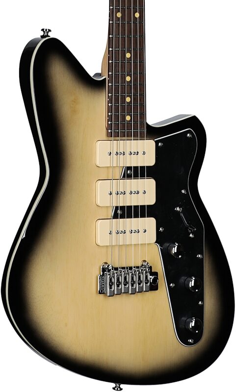 Reverend Jetstream 390 Electric Guitar, Korina Burst, Rosewood Fretboard, Full Left Front