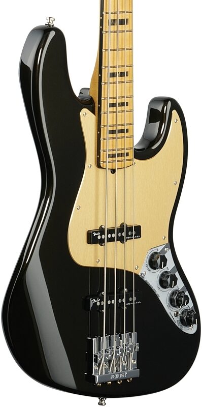 Fender American Ultra Jazz Electric Bass, Maple Fingerboard (with Case), Texas Tea, USED, Blemished, Full Left Front
