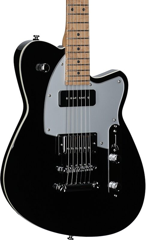 Reverend Double Agent OG Electric Guitar, Midnight Black, Full Left Front