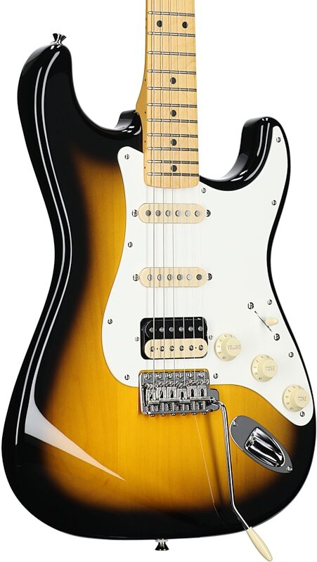 Fender JV Modified '50s Stratocaster HSS Electric Guitar, with Maple Fingerboard (and Gig Bag), 2-Color Sunburst, Full Left Front