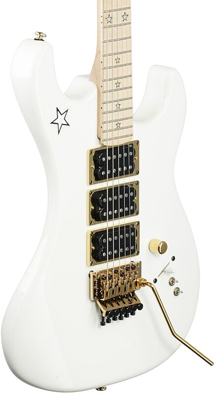 Kramer Jersey Star Electric Guitar, with Gold Floyd Rose, Alpine White, Full Left Front