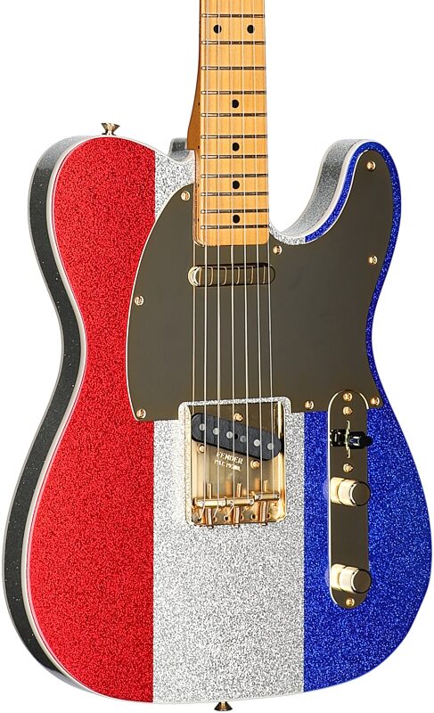 Fender Limited Edition Buck Owens Telecaster Electric Guitar, Maple Fingerboard (with Case), Red Silver Blue, Full Left Front
