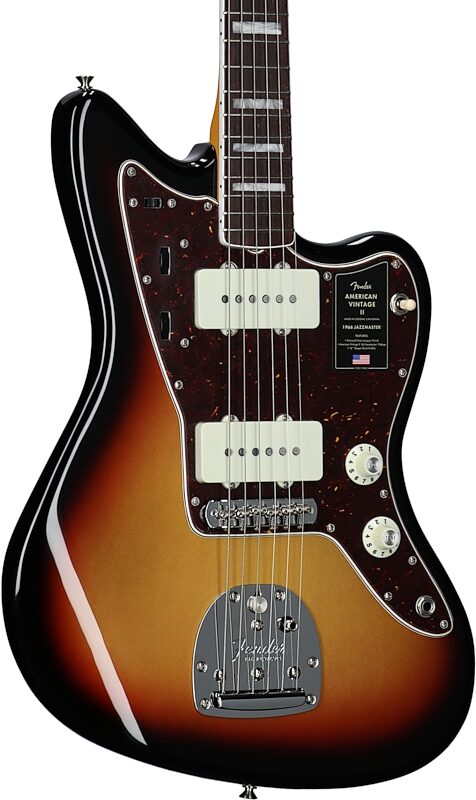 Fender American Vintage II 1966 Jazzmaster Electric Guitar, Rosewood Fingerboard (with Case), 3-Color Sunburst, Full Left Front