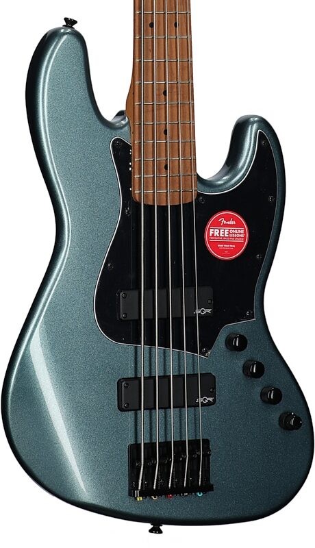 Squier Contemporary Active HH 5-String Jazz Bass Guitar, with Maple Fingerboard, Gunmetal, Full Left Front