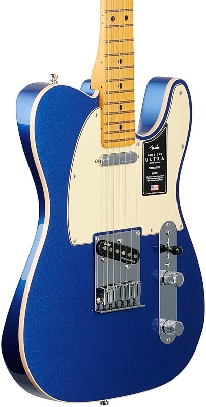 Fender American Ultra Telecaster Electric Guitar, Maple Fingerboard (with Case), Cobra Blue, Full Left Front