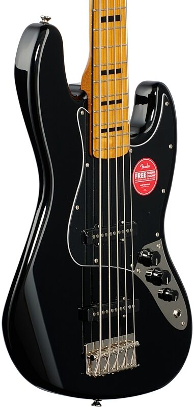 Squier Classic Vibe '70s Jazz V Electric Bass, 5-String, Maple Fingerboard, Black, Full Left Front