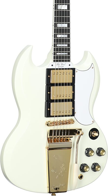 Epiphone 1963 Les Paul SG Custom with Maestro Vibrola (with Case), Classic White, Full Left Front