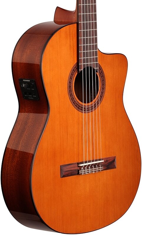 Cordoba C5-CE Classical Acoustic-Electric Guitar, Natural, Solid Cedar Top, Full Left Front