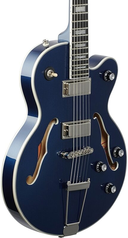 Epiphone Uptown Kat ES Electric Guitar, Sapphire Blue Metallic, Full Left Front