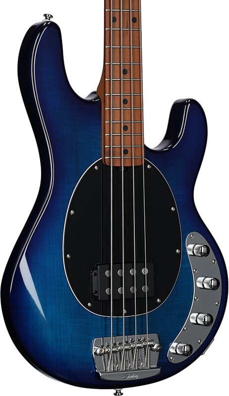 Sterling StingRay Ray34 FM Electric Bass (with Gig Bag), Neptune Blue, Full Left Front