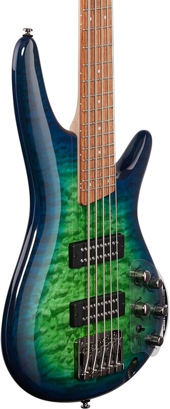 Ibanez SR405EQM Electric Bass, 5-String, Surreal Blue Burst, Full Left Front