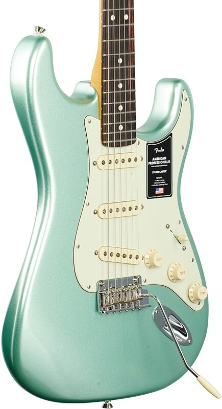 Fender American Professional II Stratocaster Electric Guitar, Rosewood Fingerboard (with Case), Mystic Surf Green, Full Left Front