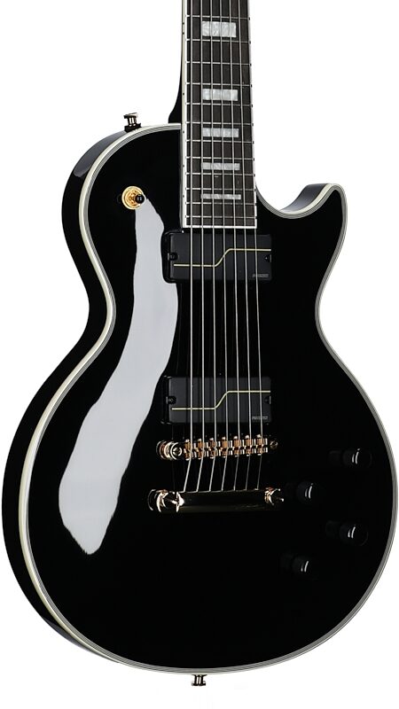 Epiphone Matt Heafy Les Paul Custom Origins Electric Guitar, 7-String (with Case), Ebony, Full Left Front