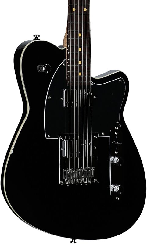 Reverend Crosscut Electric Guitar, Midnight Black, Rosewood Fretboard, Full Left Front