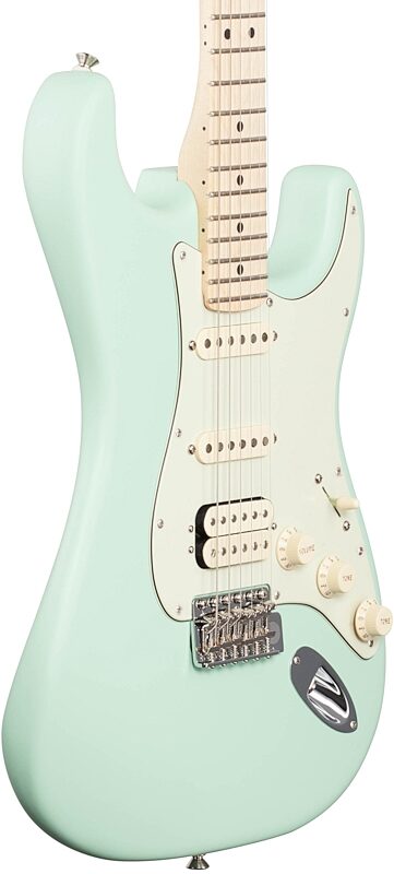 Fender American Performer Stratocaster HSS Electric Guitar, Maple Fingerboard (with Gig Bag), Satin Surf Green, Full Left Front