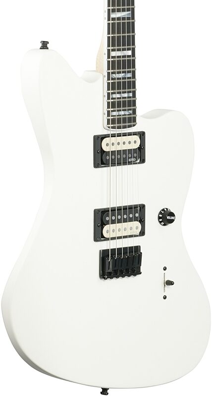 Fender Jim Root Jazzmaster Electric Guitar, Ebony Fingerboard (with Case), Satin White, Full Left Front