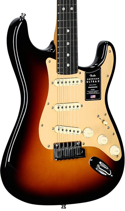 Fender American Ultra II Stratocaster Electric Guitar, Ebony Fingerboard (with Case), Ultraburst, Full Left Front