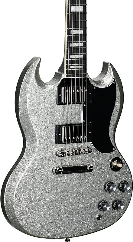 Epiphone Exclusive SG Custom Electric Guitar, Silver Sparkle , Full Left Front