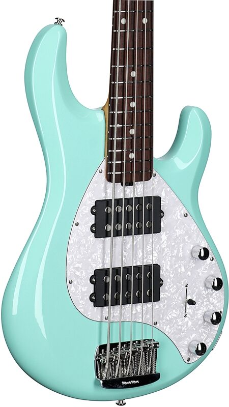 Ernie Ball Music Man StingRay 5 Special HH Electric Bass (with Case), Laguna Green, Full Left Front