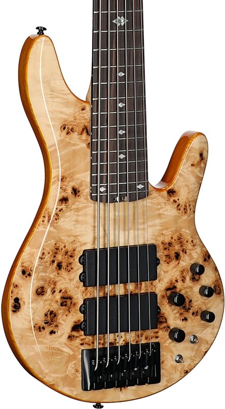Michael Kelly Pinnacle 6 Electric Bass, 6-String, Natural Burl, Full Left Front