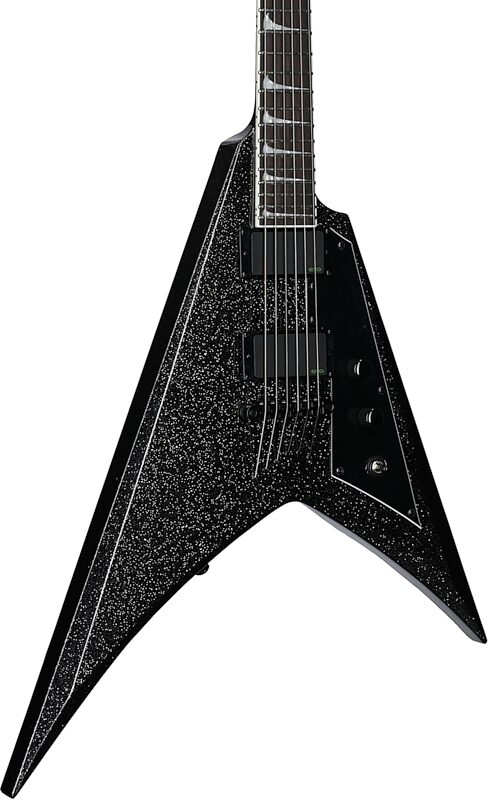 ESP LTD Kirk Hammett KH-V Electric Guitar (with Case), Black Sparkle, Full Left Front