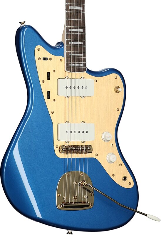 Squier 40th Anniversary Jazzmaster Gold Edition Electric Guitar, with Laurel Fingerboard, Lake Placid Blue, Full Left Front