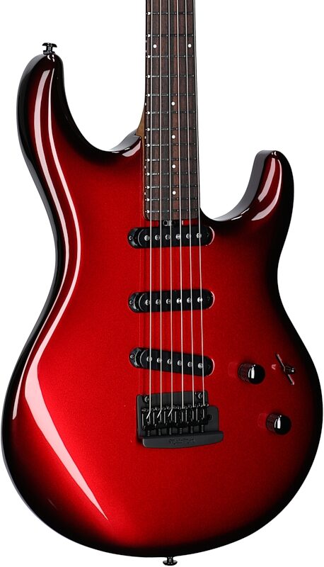 Ernie Ball Music Man Luke 4 Electric Guitar (with Softshell Case), Scoville Red, Blemished, Full Left Front