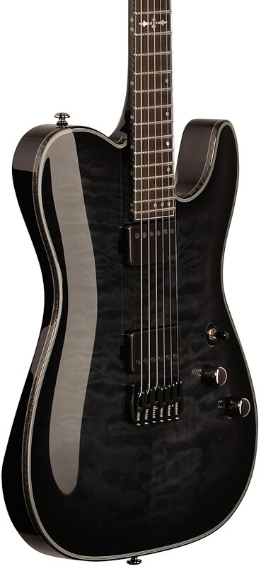 Schecter Hellraiser Hybrid PT Electric Guitar, Transparent Black Burst, Full Left Front