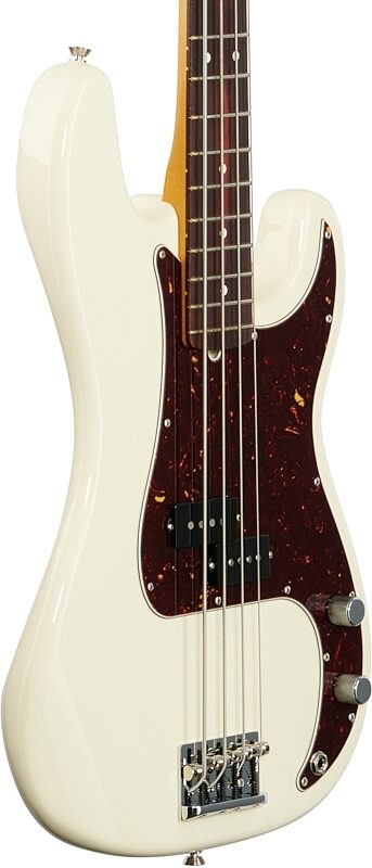 Fender American Pro II Precision Electric Bass, Rosewood Fingerboard (with Case), Olympic White, Full Left Front