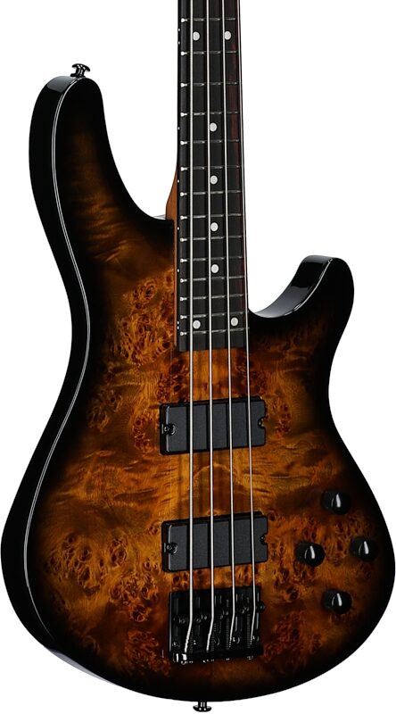 Schecter C-4 Standard Electric Bass, Tobacco Burl, Full Left Front