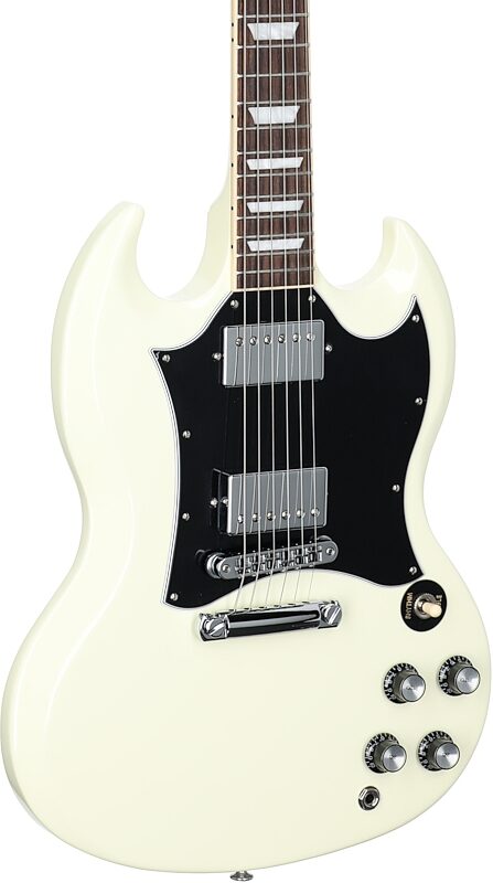 Gibson SG Standard Custom Color Electric Guitar (with Soft Case), Classic White, Full Left Front