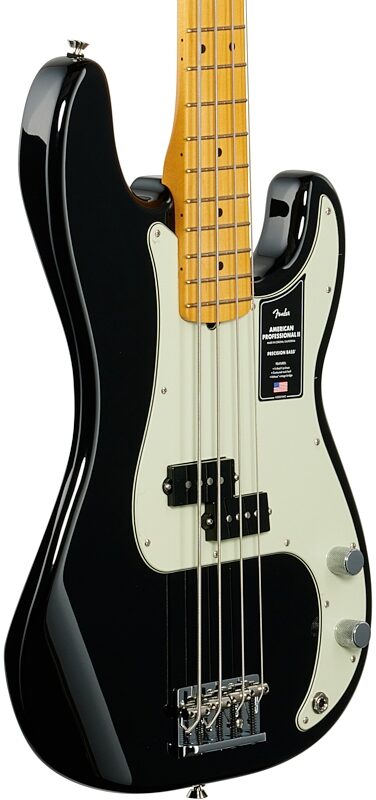 Fender American Pro II Precision Electric Bass, Maple Fingerboard (with Case), Black, Full Left Front
