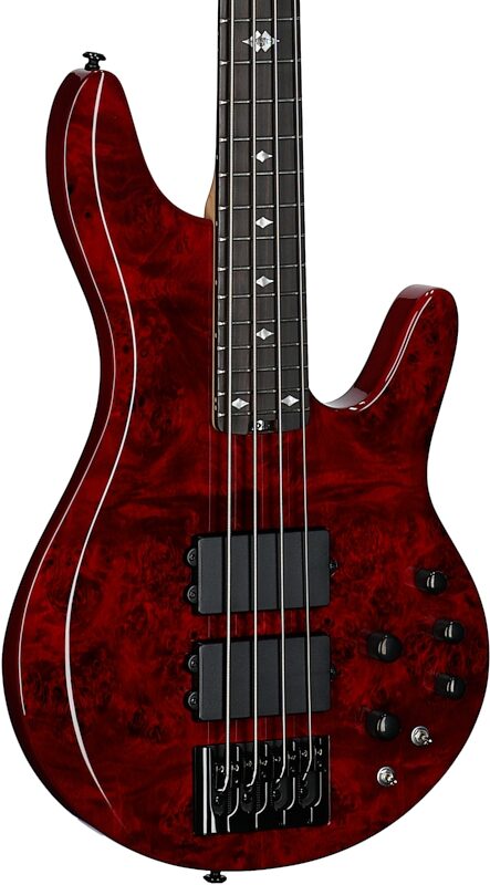 Michael Kelly Pinnacle 4 Electric Bass, Cherry Burl, Full Left Front