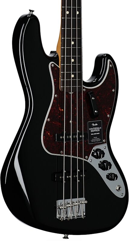 Fender Vintera II '60s Jazz Electric Bass, Rosewood Fingerboard (with Gig Bag), Black, Full Left Front