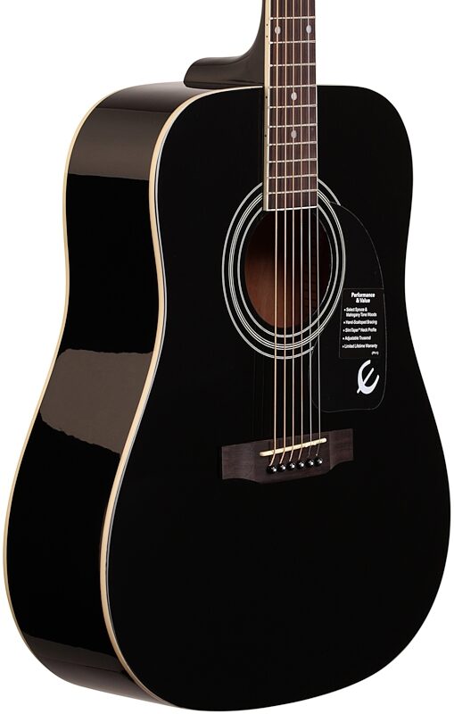 Epiphone DR-100 Acoustic Guitar, Ebony, Full Left Front