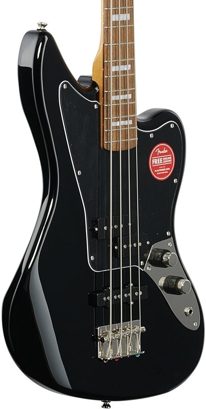 Squier Classic Vibe Jaguar Electric Bass, with Laurel Fingerboard, Black, Full Left Front