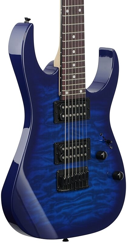 Ibanez GRG7221QA Gio Electric Guitar, Transparent Blue Burst, Full Left Front