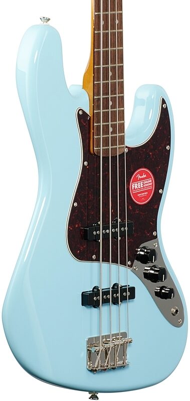 Squier Classic Vibe '60s Jazz Electric Bass, with Laurel Fingerboard, Daphne Blue, Full Left Front