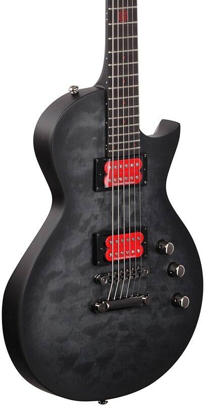 ESP LTD Ben Burnley BB600 Baritone Electric Guitar (with Case), Satin Black Sunburst, Full Left Front
