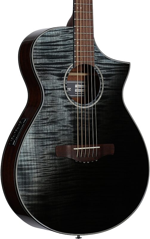 Ibanez AEWC32FM Acoustic-Electric Guitar, Black Sunset Fade, Full Left Front