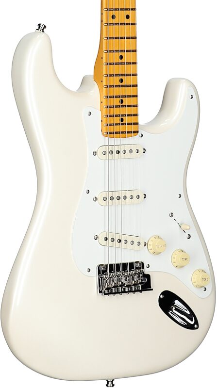 Fender Lincoln Brewster Signature Stratocaster Electric Guitar, Maple Fingerboard (with Case), Olympic White, Full Left Front