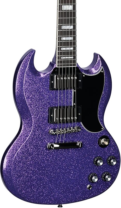 Epiphone Exclusive SG Custom Electric Guitar, Purple Sparkle , Full Left Front
