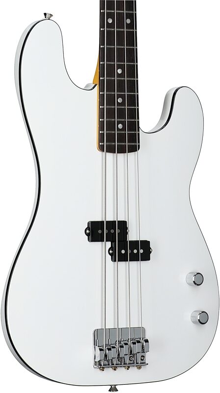 Fender Aerodyne Special Precision Electric Bass, Rosewood Fingerboard (with Gig Bag), Bright White, Full Left Front