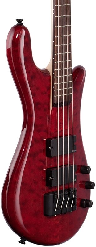 Spector Bantam 4 Short Scale Electric Bass (with Gig Bag), Black Cherry Gloss, Full Left Front