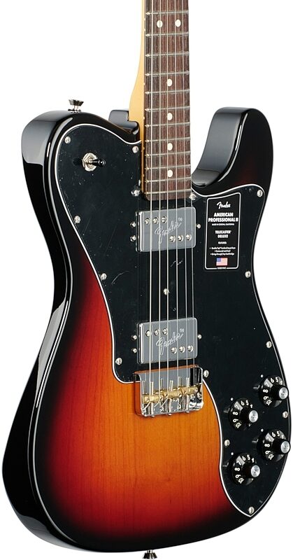 Fender American Pro II Telecaster Deluxe Electric Guitar, Rosewood Fingerboard (with Case), 3-Color Sunburst, Full Left Front