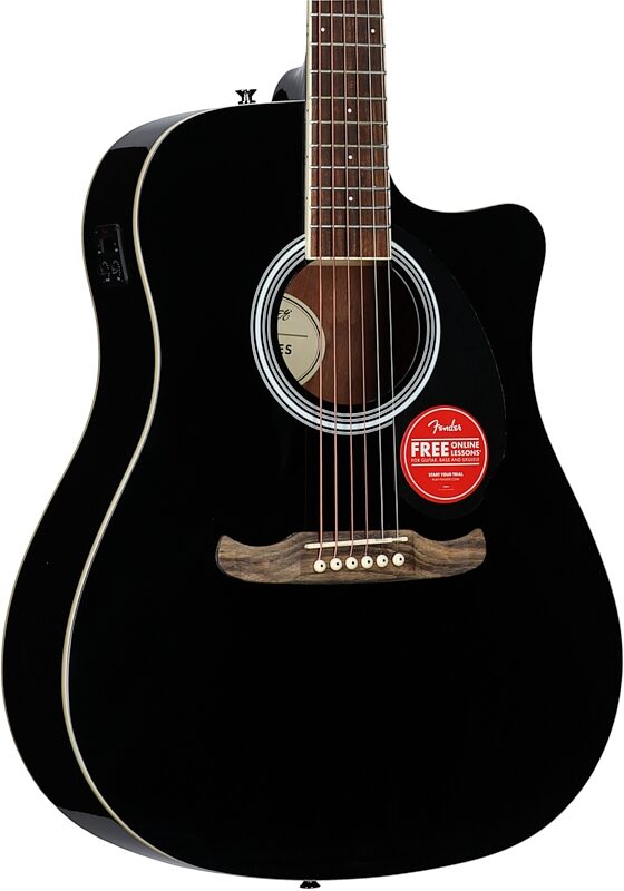 Fender FA-125CE Acoustic-Electric Guitar, Black, Full Left Front