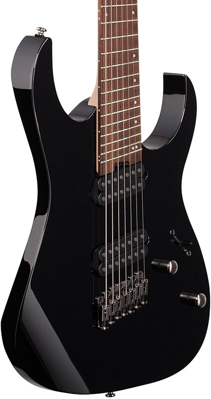 Ibanez RGMS7 Multi-Scale Electric Guitar, Black, Full Left Front