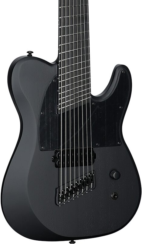 Schecter PT8MS Black Ops Electric Guitar, 8-String, Satin Black Open Pore, Full Left Front