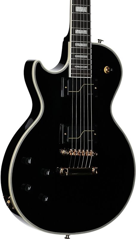 Epiphone Matt Heafy Les Paul Custom Origins Electric Guitar, Left-Handed (with Case), Ebony, Full Left Front